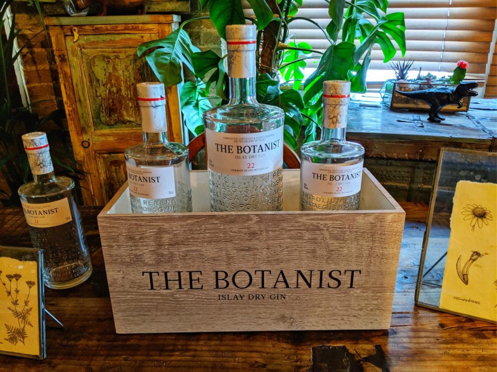 The Botanist Gin bottle on a table