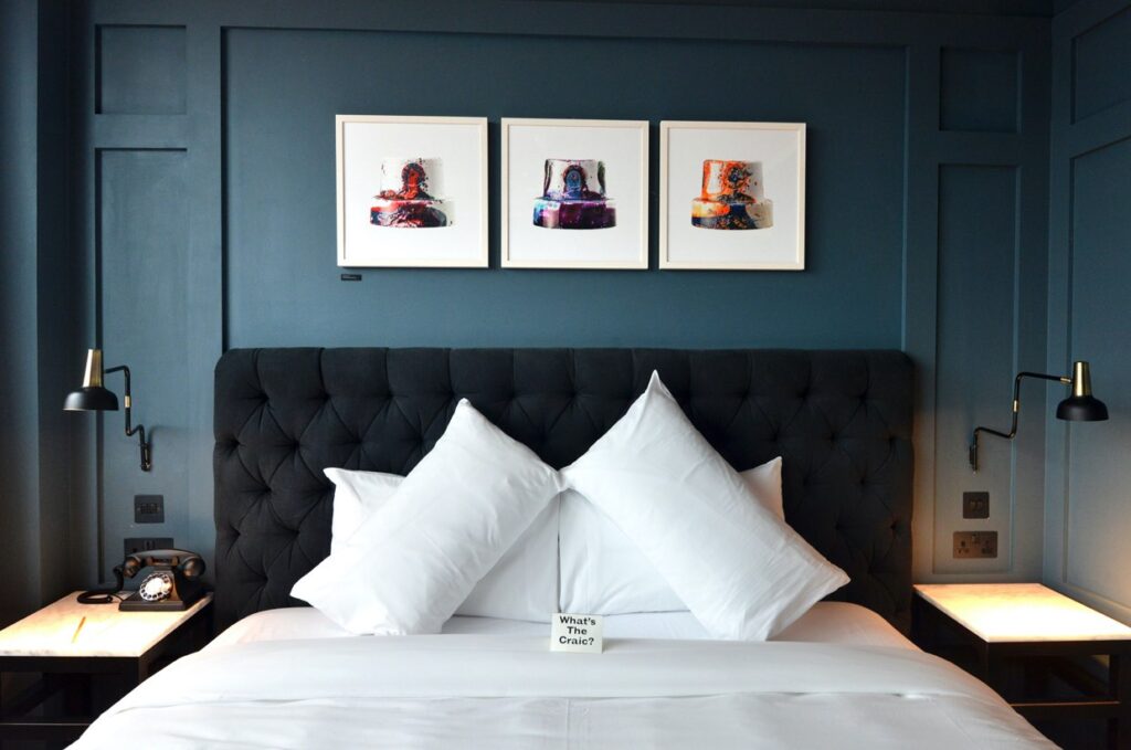 The-Dean-Supe-Room bed with cushions boutique hotels in dublin